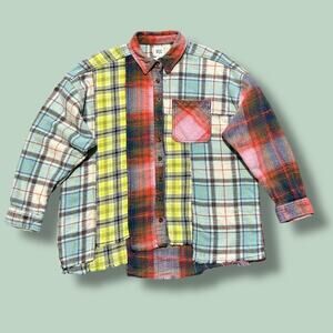 Flannel Shirt Patchwork BDG Urban Outfitters Robbie Spliced Oversized Small